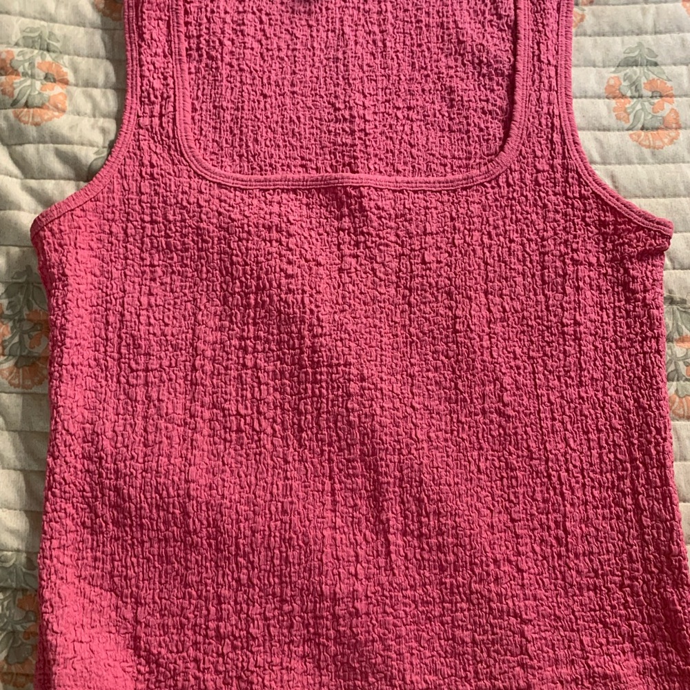 Old Navy Pink Smocked Sleeveless Tank Top
